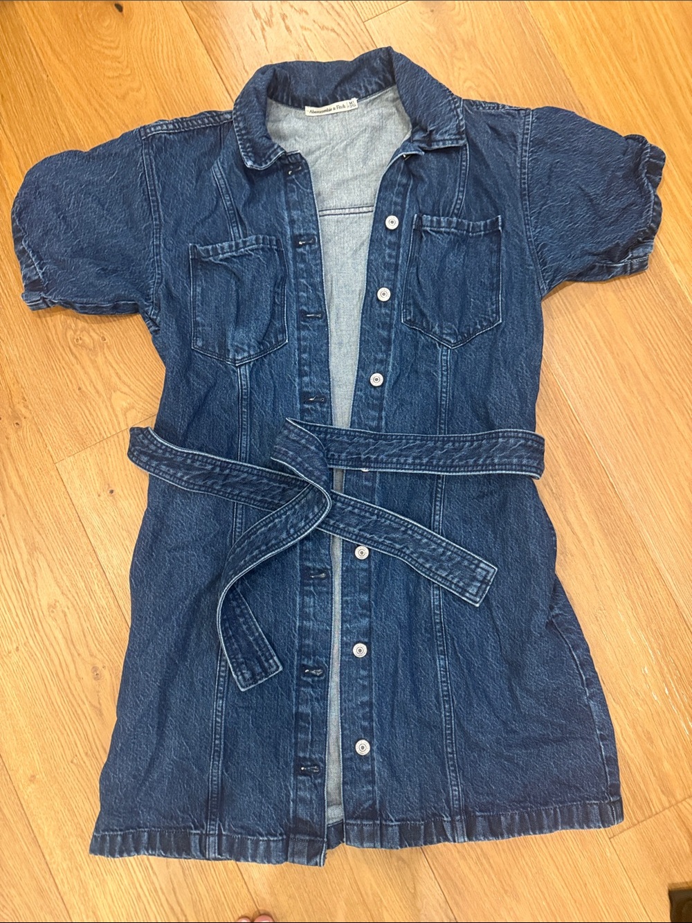 Abercrombie & Fitch Dark Indigo Denim Button-Front Mini Dress - Picture 3 of 4